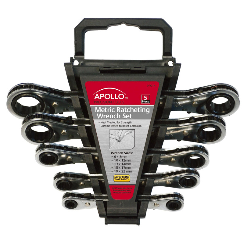 5 Piece Ratcheting Wrench Set-Metric